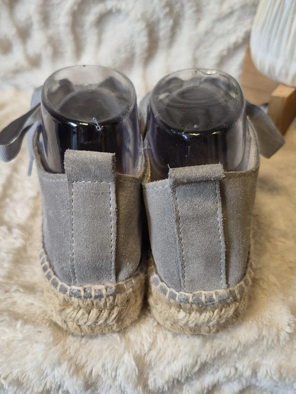 Manebi Hampton Double Sole Platform Espadrille Sneakers Grey Suede Size 8.5